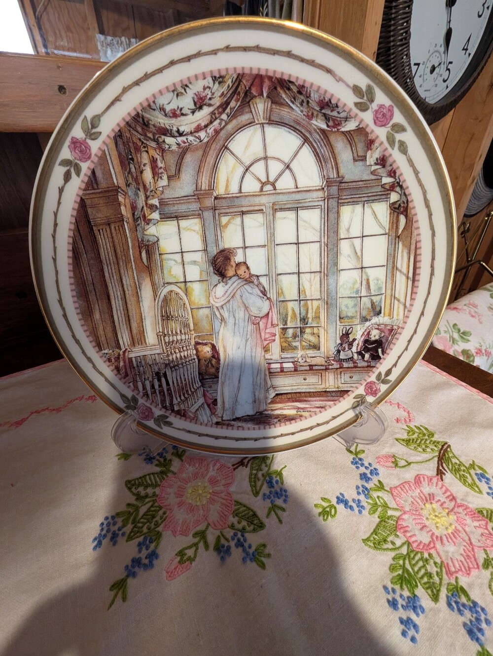 Vintage 1997 Trisha Romance Bright Eyes Framed Collector’s Plate Nursery Decor